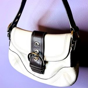 Small white leather Coach bag
